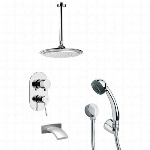 Remer By Nameek's Tsh4013 Tyga Tub And Shower Faucet Set In Cheome With 1""w Multi Function Hand Shower