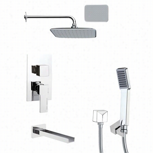 Remer By Nameek's Tsh4133 Tyga Contemporary Square Shower System In Chrome With 1-1/6""w Handheld Shower