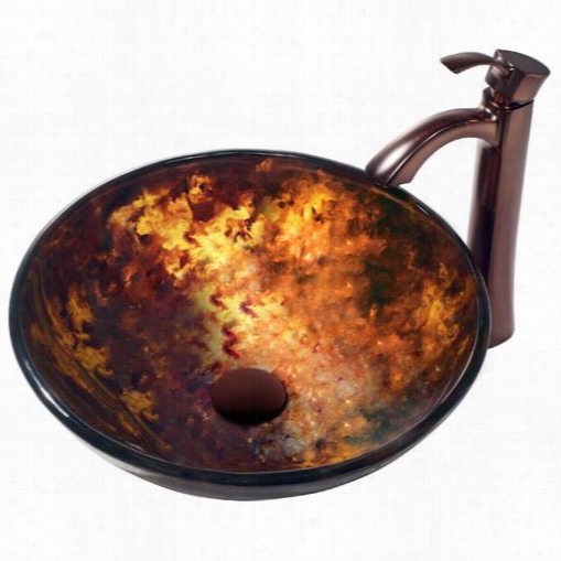 Vigo Vgt151 Tortois  Glass Vessel Sink And Oil Rubbed Bronze Faucet