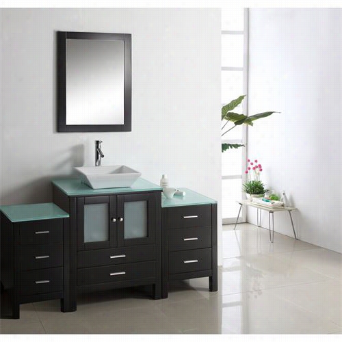 Virtu Usa Ms-4463 Brentford 63"" Single Sink Bathroom Vanity In  Espresso  - Vanity Top Iinckuded