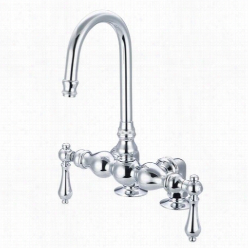 Waater Creation F6-0016-01 Vintage Classic 3-3/8 "" Center Deck Mountt Ub Faucet With Gooseneck Spout And 2"" Risers In Olished Chrome