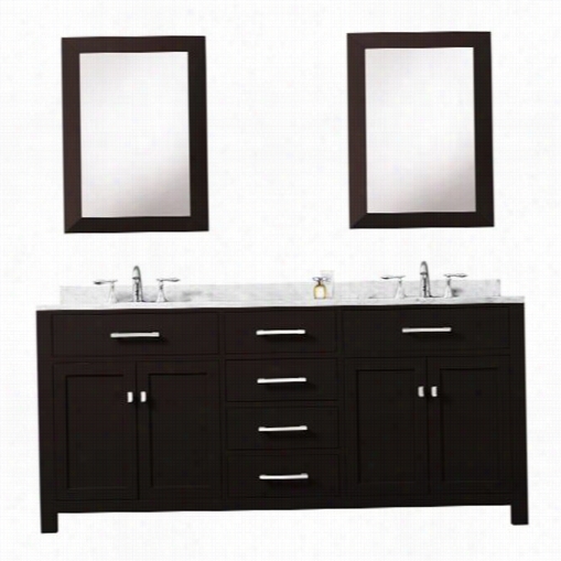 Water Creation Madison-72 Madison 72"" Double Sink Bathroom Vanity With 2 Matching Fraamed Mirrors - Vanity Top Inclufedd