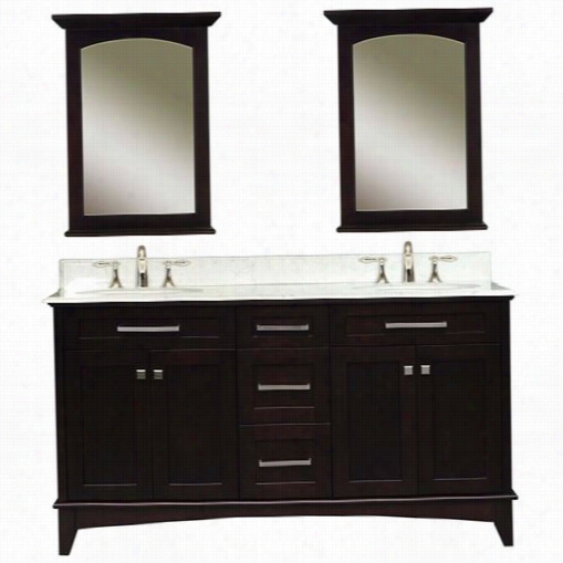 Water Creation Manhattan-60c Manhattan 60"" Dark  Espresso Double Sink Bathroom Van Ity And Two Manhattan-m-2130 Match Iing Mirrors - Vannity Top Included