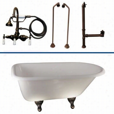 Barclay Tkctr67-orb1 67"" Cast Iron Tub Kit In Oil Rubbed Bronze With Graceful Goooseneck Spout Tub Filler And Handshower