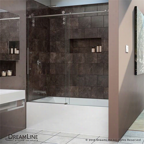 Dramline Shdr-6260620 Enigma-z 56"" - 9"" Frameldss Sliding Tub Door