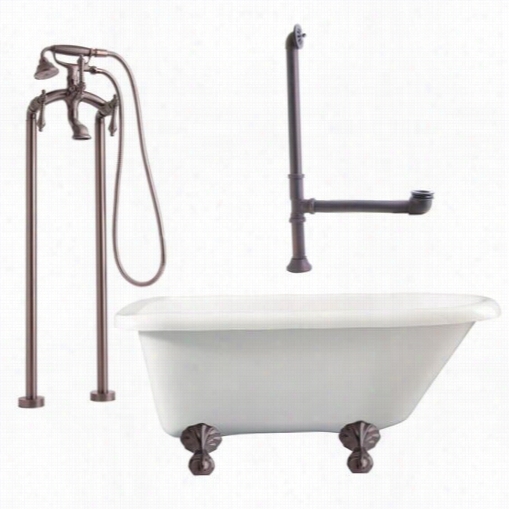 Giagni La2 Augusya 54"" Roll Top Tub Kit With Ball Claw Fedt, Make Dry, Supply Lines And Flkor Mount Lever Handless Faucet