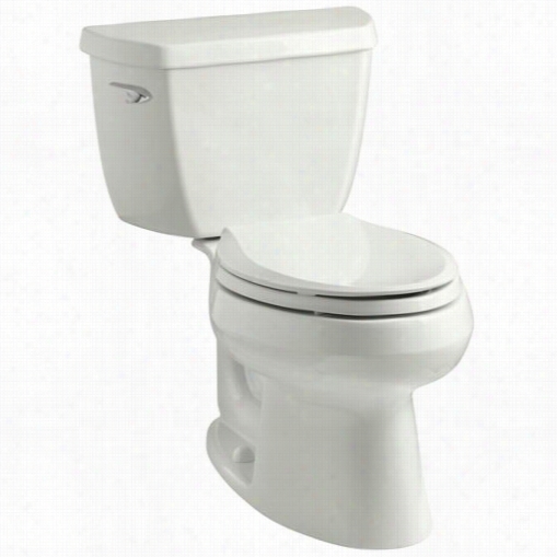 Kohler K-3575 Wellworthvitreous China 1.28 Gpf Class Fkve Left Hand Gravity Flush Elongated Two Piece Toilet With -1/8"" Fully Glazed Trapway Without Seat And