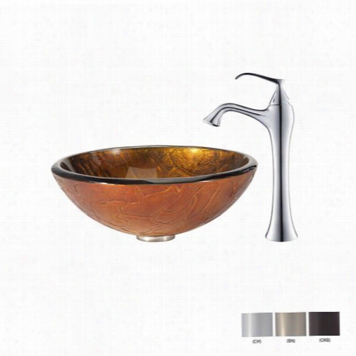 Kraus C-gv-690-19mm-15000 Triton Glass Vesssel Bathroom Sink With Ventus Faucet
