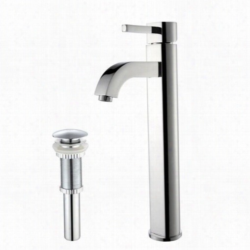 Kraus Fvs-1007-pu-10ch Ramus Single Lever Hahdle Vessel Faucet With Matching Popp Up Drajn In Chrome