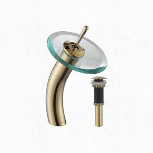 Kr Aus Kgw-1600-pu-10g-cl Single Lever Vessel Glass Waterfall Faucet In Gold Wity Free From Encumbrances  Glass Disk