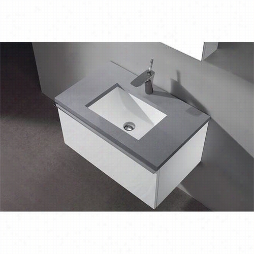 Madeli B991-30-002-gw-qsa1812-30-130-sg Venasca 30&quo;" Wall Hung Emptiness In Glossy White With Soff Grey Quartzstone Top And Faucet 3 Holes No Bcaksplash