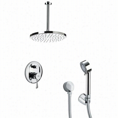 Remer By Nameek's Sfh6017 Orsino 11-4/5"" Modern Round Shower System In Chrome With 4-4/7""h Diverter