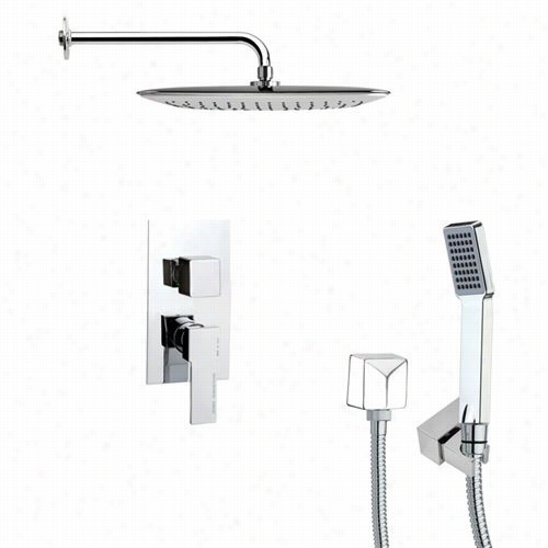 Remer By Nameek's Sfh6056 Orsino 13-7/9"&q Ut; Square Shower System In Chrome With 4 -4/7""h Diverter