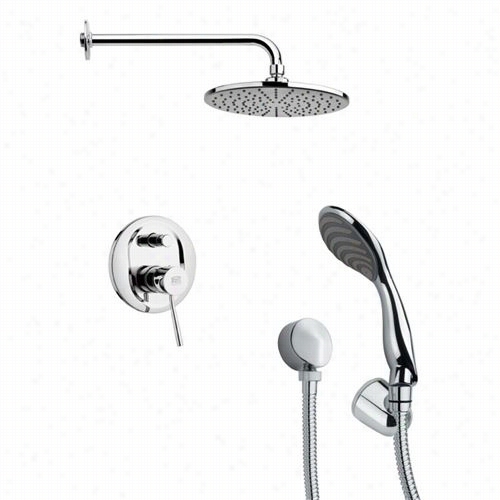 Remer By Nameek's Sfh6153 Orsino 2-3/5"" Round Modern Shower Fauceet Set In Chrome With Hand Showe Rand 6-1/9""h Diverter