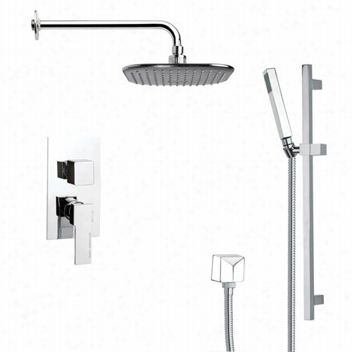 Remer By Nameek's Sfr7037 Rendino Modern S Quare Rain Shower Faucet Set In Chrome With 6-1/9"&uot;w Diverter