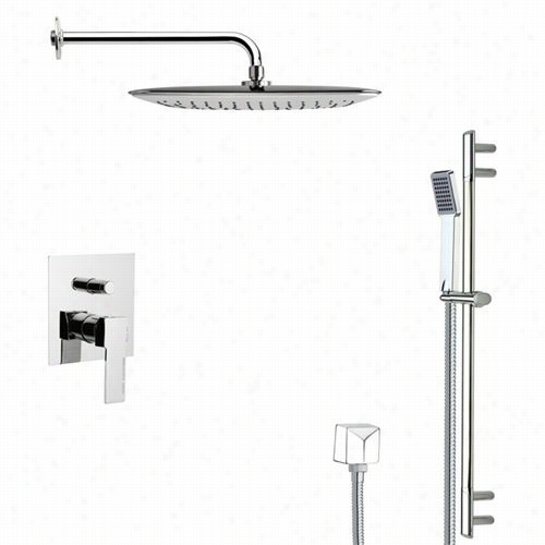 Remer By Nameek's  Sfr7056 Rendino Modern Square Hower Faucet In Chrome With 25-3/5""h Shower Slidebar