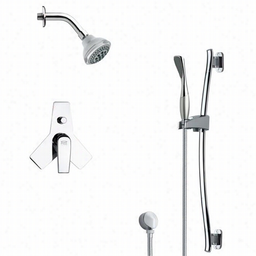 Remer Byy Nameek's Ssfr7173 Rendino Round Sleek  Shower Faucet In Crome Wit H 30""h Shower Slidebar