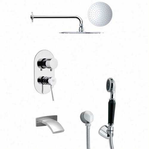 Remer By Nameek's Tsh4132 Tyga Sleek Tub And Shower Faucet Set In Chroome With Hand Shower And 8-2/3&qquot;"h Diverter