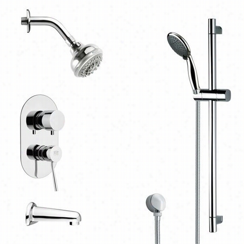 Remer By Nameek's Tsr9198 Galiano Moern Round Shower Ysstemm In Chrome With 5""w Tub Spout