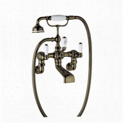 Rohl U.3510l-1e-b Edwarsian Exposed Wall Mounted Tbu Filler In English Bronze With Handshower And Leber Hande