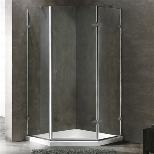 Vigo Vg6061bncl40ws 40 X 40 Frameless Neo-angle 3/8"" Clear/brushed Nickel Shower Enclosure With Low-profile Base