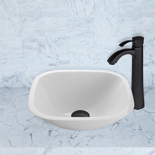 Vigo Vgt439 Qsuare Shaped White Phoenix Tone Vessel Sink And Otis Faucet Set In Amte Murky