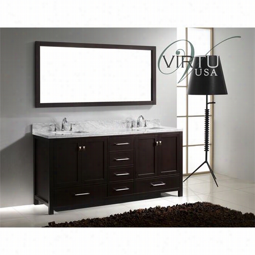 Virtu Usa Gd-50072-wmsq Caroline Avenue 72"" Double Squ Are Sink Bathroom Vanity With Italian Carrara White Marble Counteertop - Vanity Top Included