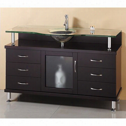 Virtu Usa Ms-55 Vincente 55 Inch Espres So Bqthroom Vanity Wihout Fauce T- Idle Show Top Included