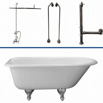 Barclay Tkctr60-cp2 60quot;" Cast Irn Tub Kit In Chrome With Tub Filler With Handshower, 60"" Riser And Rectangular Shower Ring
