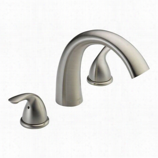 Delta T2705-ss Classic Double Handle Roan Tub Filler Faucet Trim Only In Stainless