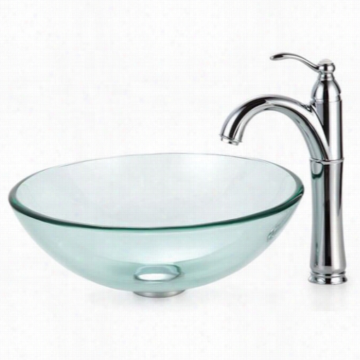 Kraus C-gv-101-12mm-10005ch Transparent Glass Vesel Sink And Riviera Faucet In Chrome