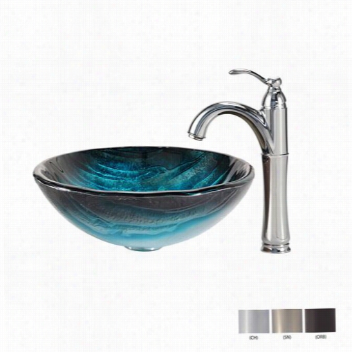 Kraus C-gv-399-19mm-1005 Ladon Glass Vessel Sin K And Riviera Faucet