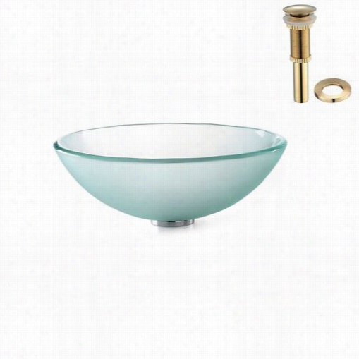 Kraus Gv-101fr-g Frosted Glass Vessel Sink With Pop Up Drain And Mounting  Ring In Gold
