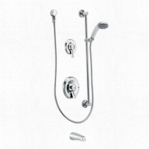 Moen T8341 Commercial Single Handle Posi-tmp Nond Iverter Tub Spout And Hand Shower Trim With Transfer Valve