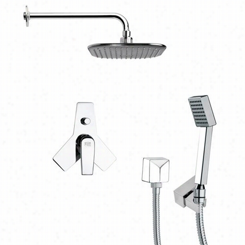 Remer By Nameeek's Sfh6034 Orsino 2-1/6"" Square Shower Faucet In Chrome With Handheld Shower And 4-1//2&quo;t"h Diverter
