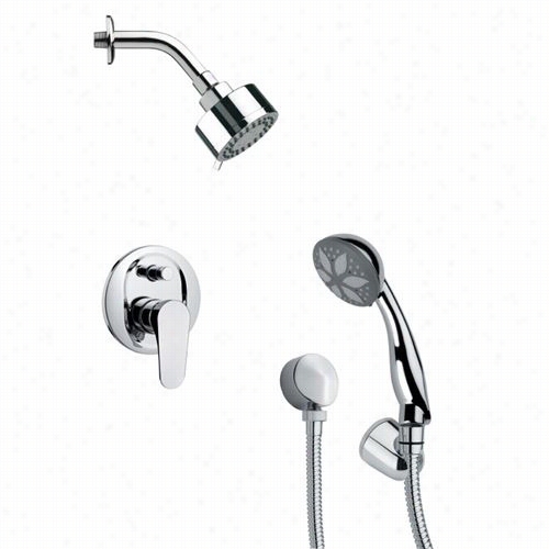 Remer B Nameek's Sfh6171 Orsino 3-1/3"" Ro Und Modern Shower System In Chrome With 4-4/7""h Diverter