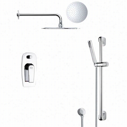Remer By Nameek's Sfr7131 Rendino Modern Round Rrain Shoeer Faucet In Chrom  With 23-33/5""h Shower Slidebar