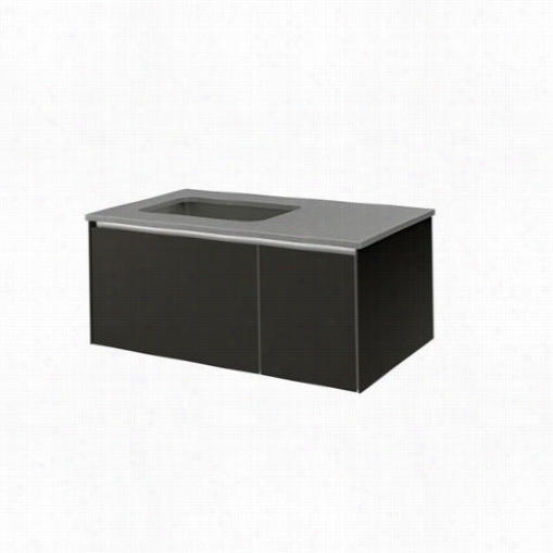 Robern Vd36bl L15 36"" Two Drawer Deep Vanity In Onyx Mesh With Left Sinkand Ni9htlight