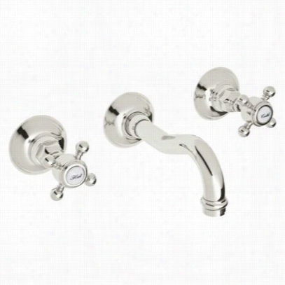 Rohl A1477lppn-2 Country Bath Acqui Cilmun Spout Wall Mounted Idespread Lavatort Faucet In Polisheed Nickel  Wjth Porcelain  Lever Deal With