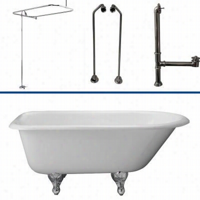 Barclay Tkctr67-cp5 67"&quo; Cast Iron Tub Kiti Nchrome With Tub Filler, 62"" Riser,, Showerhead And Rectangular Shower Ring