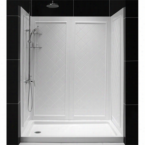 Dreamline Dl-6190l01 Slimline 30"" X 60"" Left Drain Single Threshold Base Shower Package