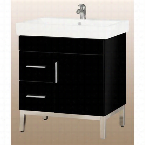 Emlire Industires Df30-12bg Daytona 30"" One Door And Two Right Side Drawers Vanity In Black Gloss For Iorella Ceramic Sink Top