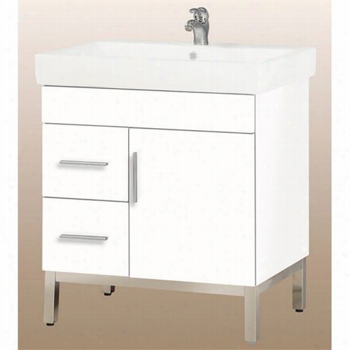 Empire Industries D F30-12wg Daytona 30""  One Door And Two Right S Ide Drawers Vanity In White Gloss For Fiorella Ceramic Depress Top