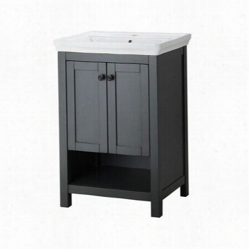 Foremost Hagos2417 Hanl Ey 21-2/3"" Vanity In Charcoal Gray-haired With Prcelain Vanity Top - Vanity Crop Included