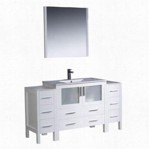 Fresca Fvn62-123612wh-uns Torino60"" Modern Bathroom  Vanity In White With 2 Side Cabinets And Undermount Sink -  Vanity  Top Included