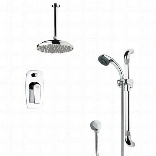 Remer By Nameek's Sfr7024 Rendino Modern Round Rain Shower Faucet Set In Chromewith 3-1/3""w Handheld Shower