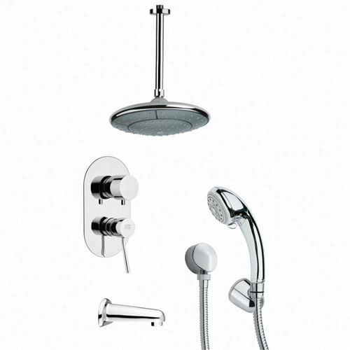 Remer By Nameek's Tsh4005 Tyga Modern Tub And Shower Faucet In Crhome With Multi Function Hand Shower And 8-2/3""h Diverter