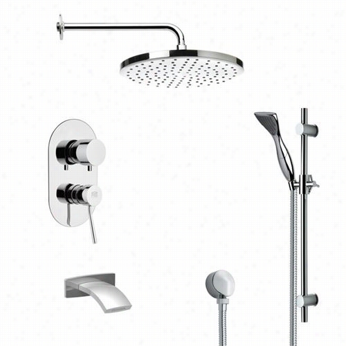 Reemer By Nameek's Tsr9047 Galiano Modern Round Shower System In Chrome With 27-5/9""h Shower Slidebar