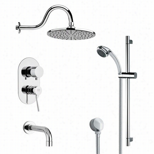 Remer By Nameek's Tsr9067 Galiano Sl Eek Tub And Rai N Shower Faucet In C H Rome Witth 27-1/6""h Shower Slidebar
