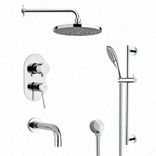 Remer By Nameek's Tsr9083 Galiano Contemporary Tub And Rain Shower Faucet In Chrlme With 5"" Tub Spout